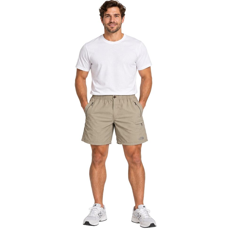 The north face beige packable quick dry shorts 7" inseam hiking XL (?) Elastic